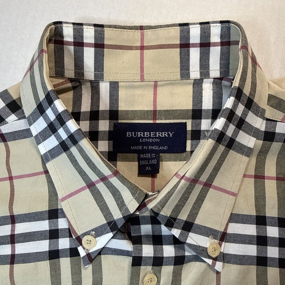 Vintage Burberry Nova Check Long Sleeve Shirt Mens XL Cotton Button Down Plaid